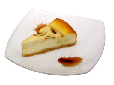 gurme dilim beyaz zemin üzerine cheesecake