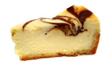 gurme dilim beyaz zemin üzerine cheesecake