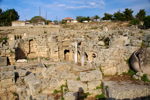 Sito archeologico di scavo al Tempio di Apollo, Corinto, Grecia . — Foto Stock