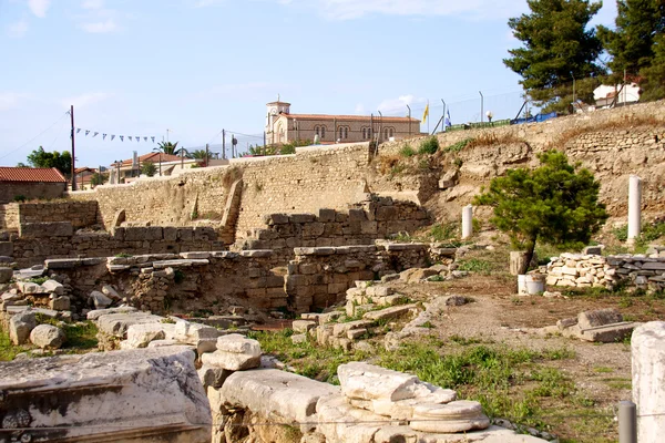 Archeologische opgraving site at apollo tempel, Korinthe, Griekenland. — Stockfoto