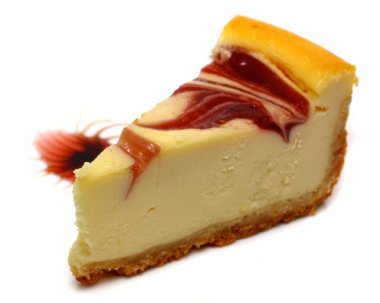 gurme dilim beyaz zemin üzerine cheesecake