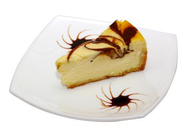 gurme dilim beyaz zemin üzerine cheesecake