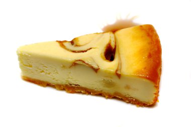 gurme dilim beyaz zemin üzerine cheesecake