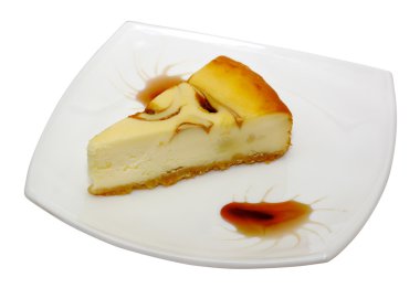 gurme dilim beyaz zemin üzerine cheesecake