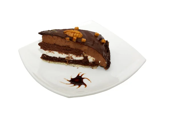 Trufa de pastel con salsa de chocolate negro —  Fotos de Stock