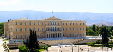 View of greek parliament exterior clipart