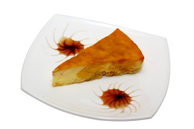 gurme dilim beyaz zemin üzerine cheesecake