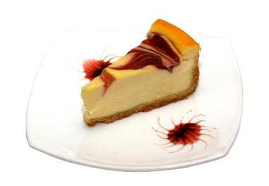 gurme dilim beyaz zemin üzerine cheesecake