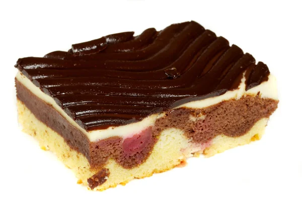 Chocolate cake with whiped cream isolated — Stock Photo, Image
