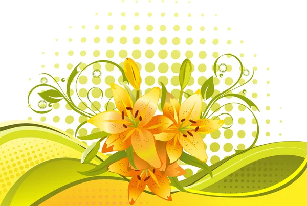 Lily, vector de fondo floral — Vector de stock