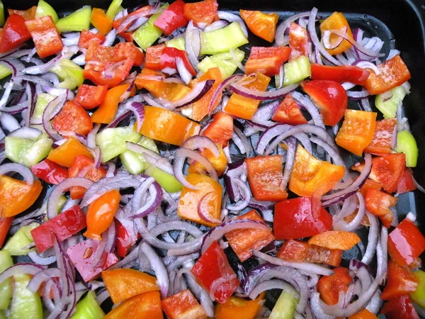 stock image Salad of sweet peppers and onions