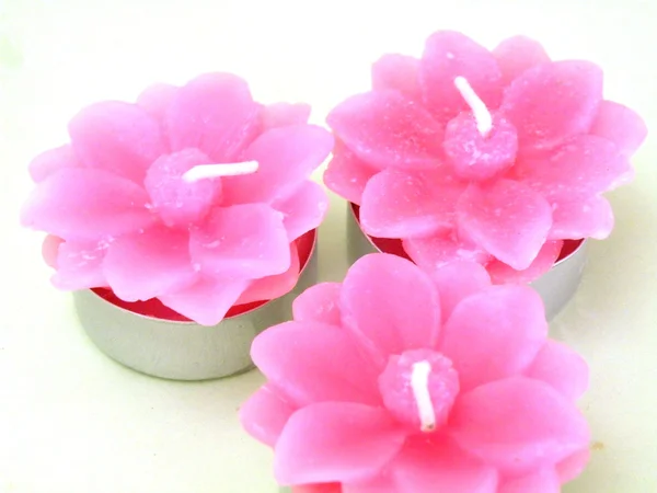 Three pink candles — Stock Photo, Image