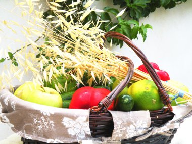 Basket with vegetables clipart