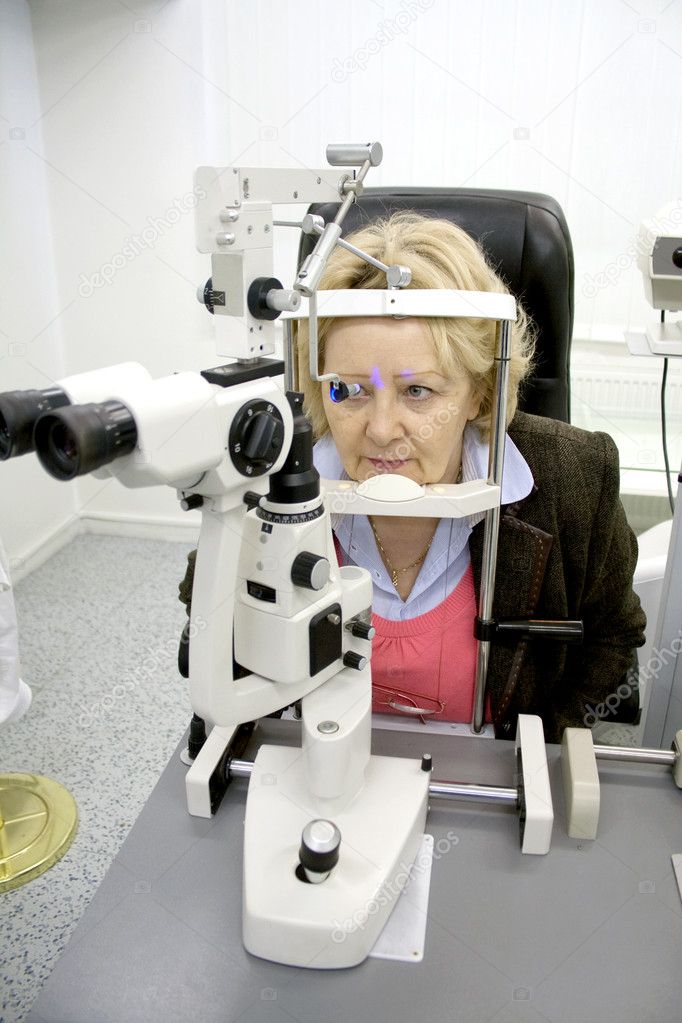 Patient in ophthalmology laboratory