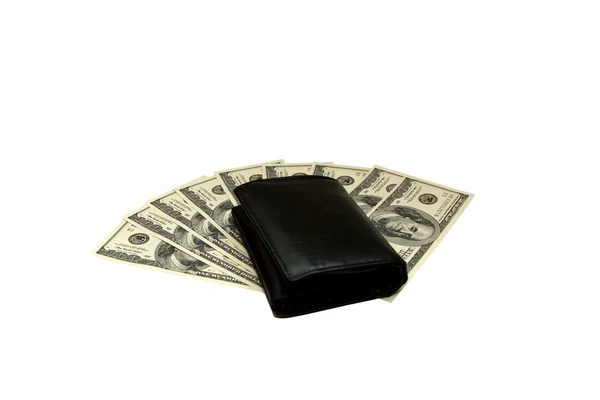 Monedero con dólares aislados — Foto de Stock