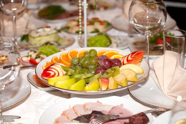 Fruits at banquet table — Stock Photo, Image