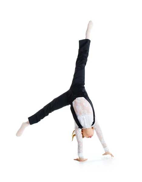 Little ballet dancer make cartwheel — Stock Photo, Image
