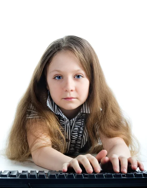 Klavye ile küçük kız — Stok fotoğraf