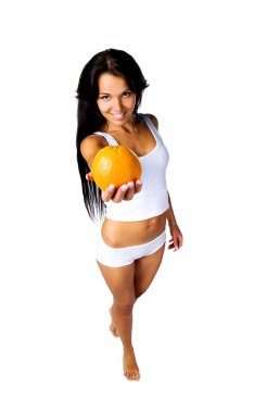 Pretty woman with orange clipart