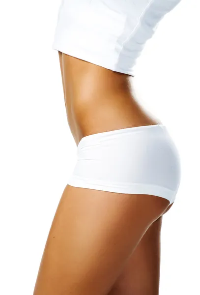 Perfekter weiblicher Körper auf weißem Hintergrund — Stockfoto