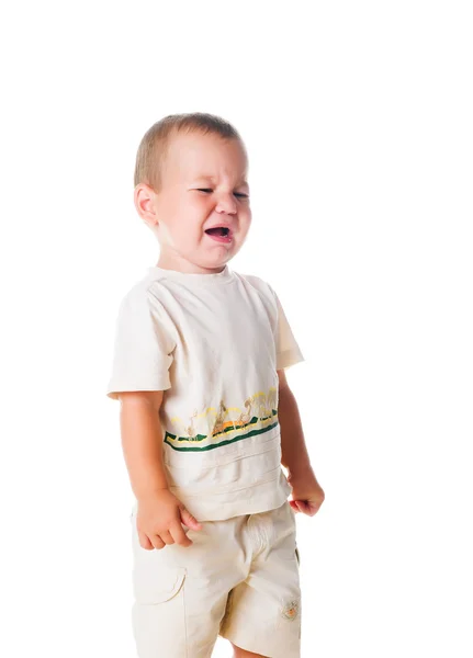 Söt liten pojke på vit — Stockfoto