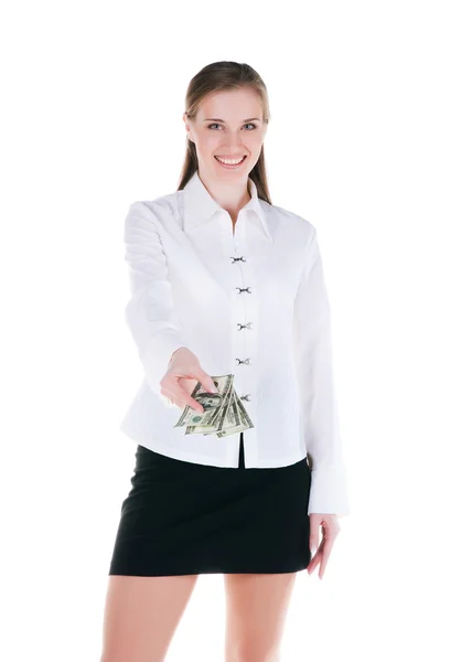 Young women with the money — Stock Photo, Image