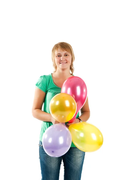 Ung flicka med ballonger — Stockfoto
