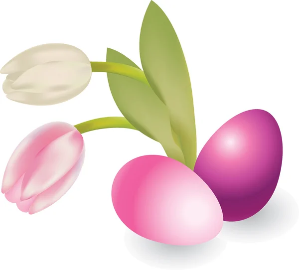 Tulipanes con huevos — Vector de stock