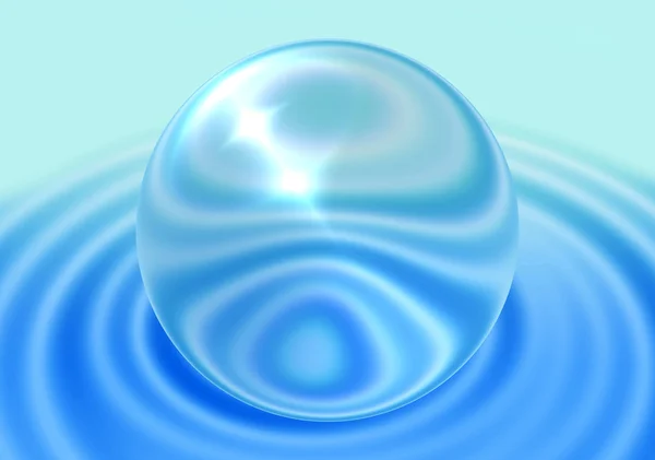 Sphere on blue ripple background — Stock Photo, Image