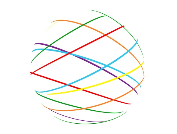 Bola abstrak dari garis multi-warna — Stok Foto