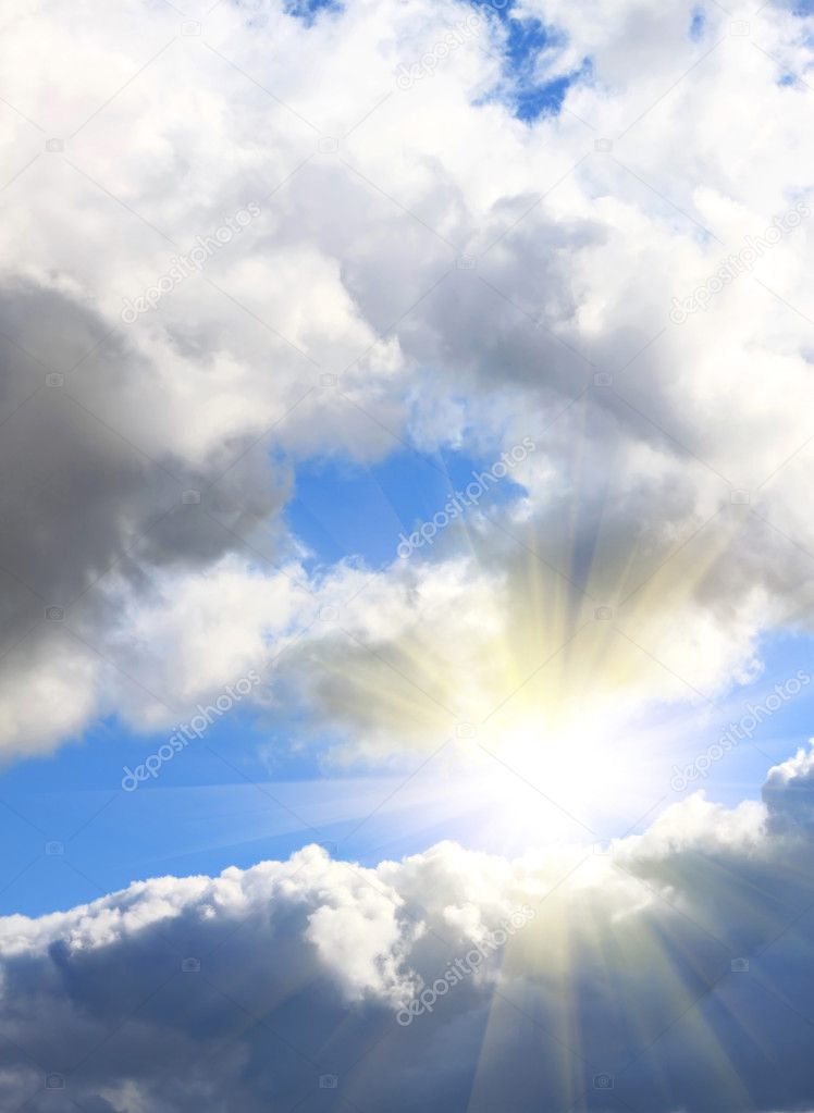 Sky background with sun beams