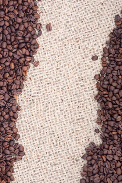 Brown roasted coffee beans.