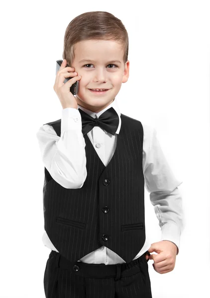 Chlapec s mobil — Stock fotografie
