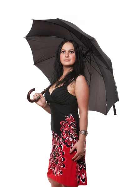 拿着雨伞的女人 — 图库照片