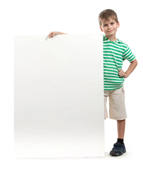 Αγόρι που κατέχουν ένα πανό — Φωτογραφία Αρχείου