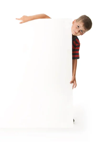Chłopak trzymając transparent — Zdjęcie stockowe