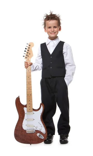 Boy holding a guitar — Stock Photo, Image