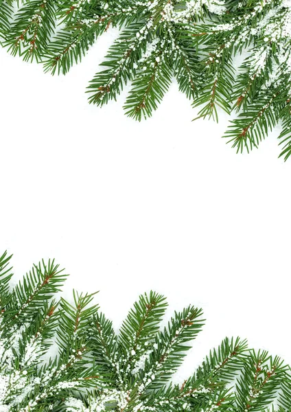 Різдвяна рамка зі снігом ізольована на білому тлі — стокове фото