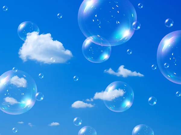 Mýdlové bubliny a obloha. — Stock fotografie
