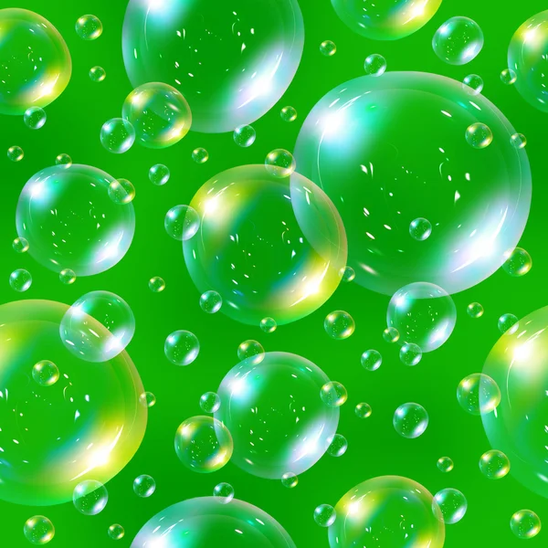 Seamless soap bubbles on green background. — Stock Photo, Image