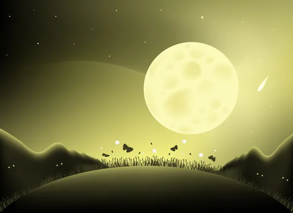 Місяць ніч ілюстрація — стоковий вектор