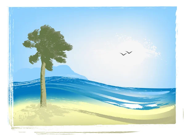 Иллюстрированный морской пейзаж — стоковое фото