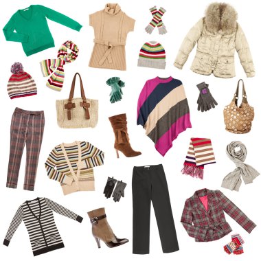 Lady's clothes. Winter warm clothes clipart