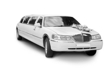 Wedding limousine isolated over white background clipart