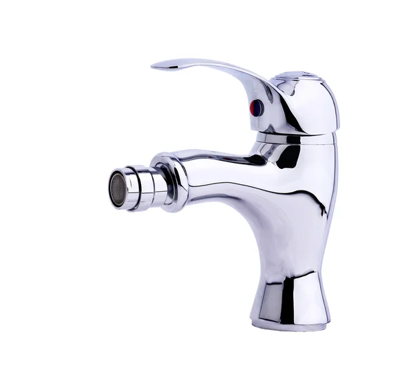Modern stainless steel tap of bidet. Isolated on white backgroun — Stock Photo, Image