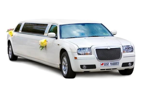 在白色的背景被隔绝的婚礼豪华轿车 — 图库照片