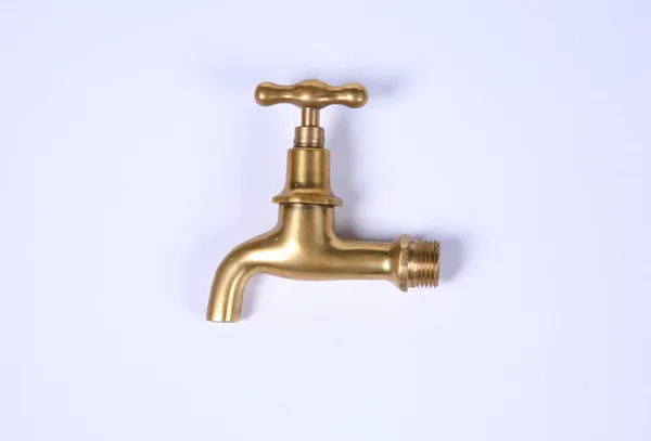 Gold modern stainless steel tap. Isolated on white background. — Stock Photo, Image