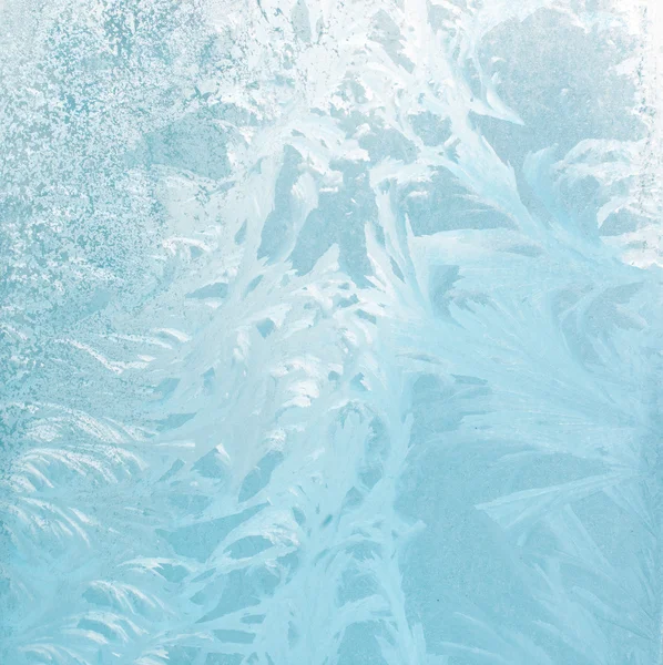 Frostiges natürliches Muster auf Winterglas — Stockfoto