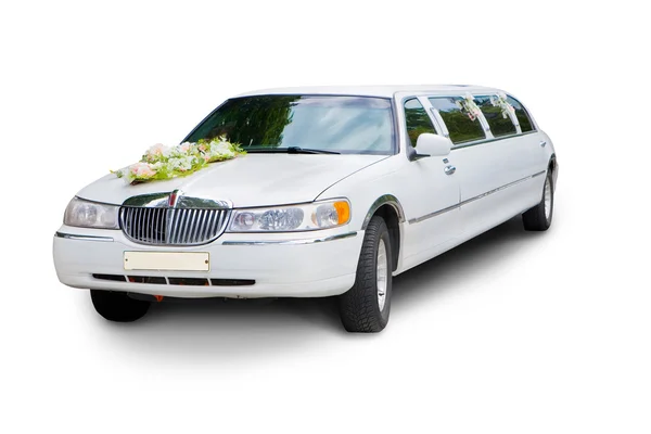 在白色的背景被隔绝的婚礼豪华轿车 — 图库照片
