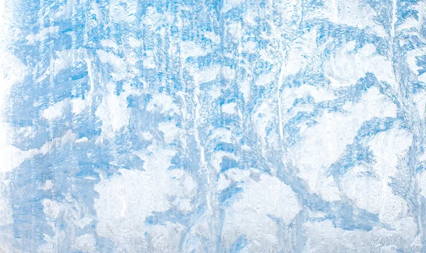 冬天玻璃上的冰霜天然花纹 — 图库照片